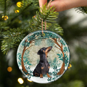 Dachshund Among Forest Porcelain/Ceramic Ornament