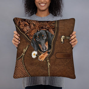 Dachshund 3 Holding Daisy Pillow Case