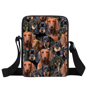 A Bunch Of Dachshunds Oxford Cloth Zipped Messenger Bag