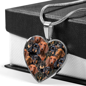 A Bunch Of Dachshunds Heart Necklace