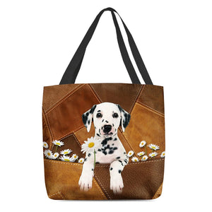 Dalmatian Holding Daisy All Over Printed Tote Bag