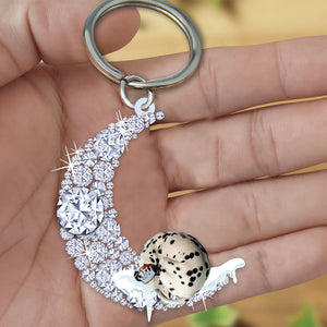 Dalmatian 2 Sleeping On A Diamond Moon Acrylic Keychain