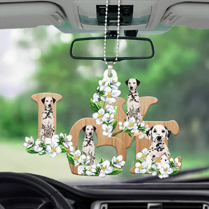 Dalmatian Love Flowers Dog Lover Car Hanging Ornament