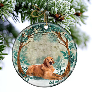 Dark Golden Retriever Among Forest Porcelain/Ceramic Ornament
