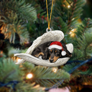 Dashuand (Black and Tan) Long hair Sleeping Angel Christmas Ornament