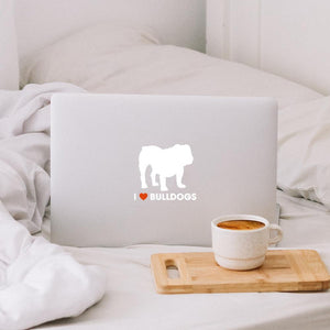 I Love Bulldogs Vinyl Car Sticker