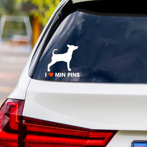 I Love Min Pins Vinyl Car Sticker