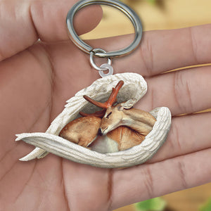 Deer Sleeping Angel Acrylic Keychain