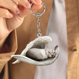 Devon Rex Cat Sleeping Angel Acrylic Keychain