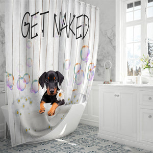 Doberman Get Naked Daisy Shower Curtain