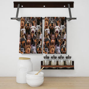 A Bunch Of Doberman Pinchers Kitchen Towel