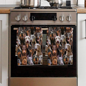 A Bunch Of Doberman Pinchers Kitchen Towel