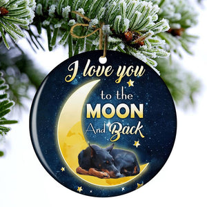 Doberman I Love You To The Moon And Back Porcelain/Ceramic Ornament