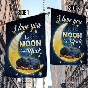 Doberman Pinscher I Love You To The Moon And Back Garden Flag