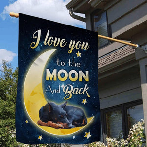 Doberman Pinscher I Love You To The Moon And Back Garden Flag