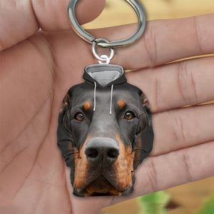 Doberman 3D Graphic Hoodie Acrylic Keychain