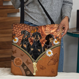 Doberman Pinscher Daisy Flower And Butterfly Tote Bag