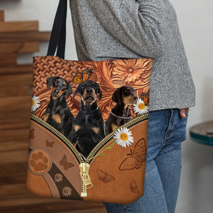 Doberman Pinscher Daisy Flower And Butterfly Tote Bag
