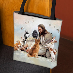 Jesus Surrounded By Dogs Tote Bag