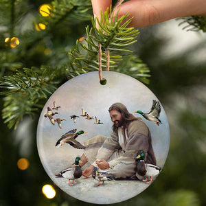 God Surrounded By Ducks Porcelain/Ceramic Ornament