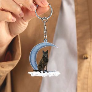 Dutch Shepherd On The Moon Flat Acrylic Keychain