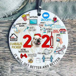 English Bulldog Covid Commemorative Ornament 2021 Christmas Tree Ornaments