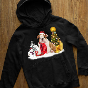 Unisex Merry Christmas English Bulldog Hoodie