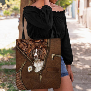 English Springer Spaniel Holding Daisy Tote Bag