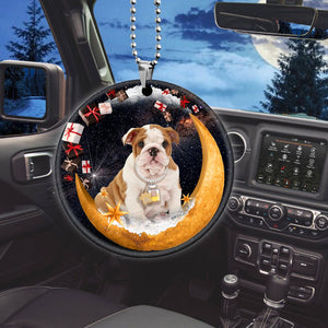 English Bulldog Fashion Moon Car Hanging Ceramic Ornament