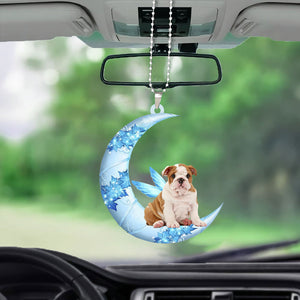 English Bulldog Angel From The Moon Car Hanging Ornament