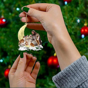 Jesus Surrounded By English Bulldogs On The Moon Ornament