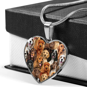 A Bunch Of English Cocker Spaniels Heart Necklace