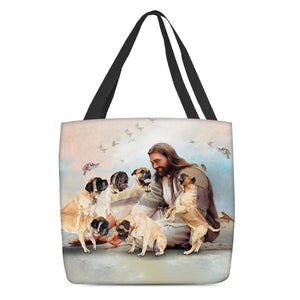 Jesus Surrounded By English Mastiffs Tote Bag