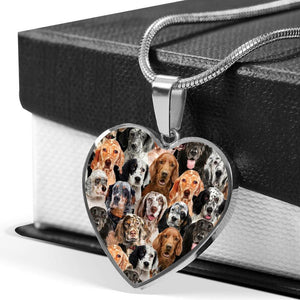 A Bunch Of English Setters Heart Necklace