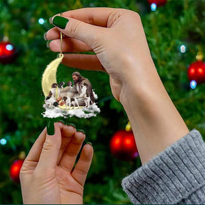 Jesus Surrounded By English Springer Spaniels On The Moon Ornament