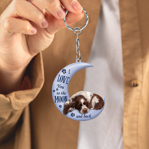 English Springer Spaniel I Love You To The Moon And Back Flat Acrylic Keychain