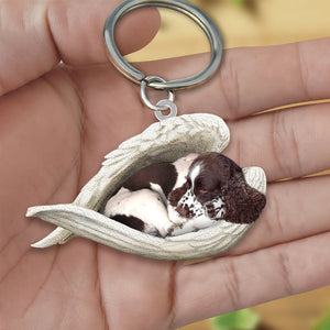 English Springer Spaniel Sleeping Angel Acrylic Keychain