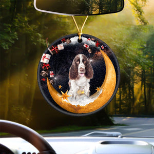 English Springer Spaniel Fashion Moon Car Hanging Ceramic Ornament