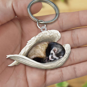 Ferret Sleeping Angel Acrylic Keychain