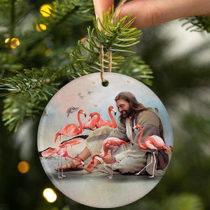 God Surrounded By Flamingos Porcelain/Ceramic Ornament