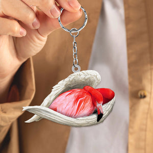 Flamingo Sleeping Angel Acrylic Keychain