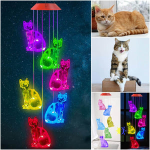 Solar Cat Wind Chime Light