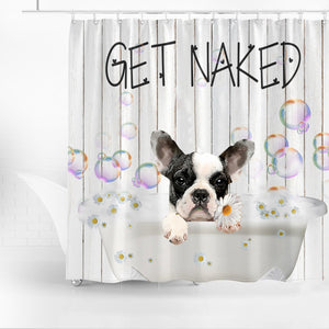 French Bulldog 02 Get Naked Daisy Shower Curtain