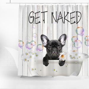 French Bulldog 3 Get Naked Daisy Shower Curtain