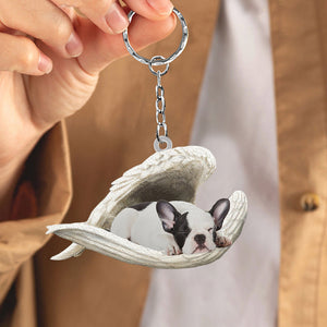 French Bulldog2 Sleeping Angel Acrylic Keychain