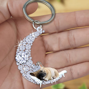 French bulldog Sleeping On A Diamond Moon Acrylic Keychain
