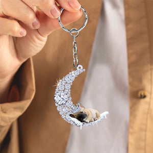 French bulldog Sleeping On A Diamond Moon Acrylic Keychain