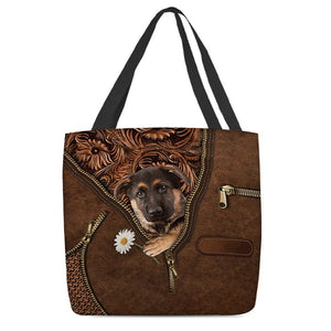German Shepherd 2 Holding Daisy Tote Bag