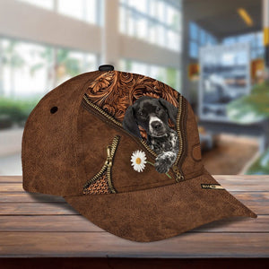 German Shorthaired Pointer Holding Daisy Unisex Cap