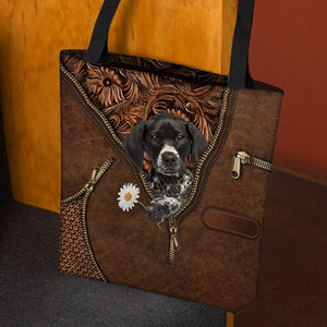 German Shorthaired Pointer Holding Daisy Tote Bag